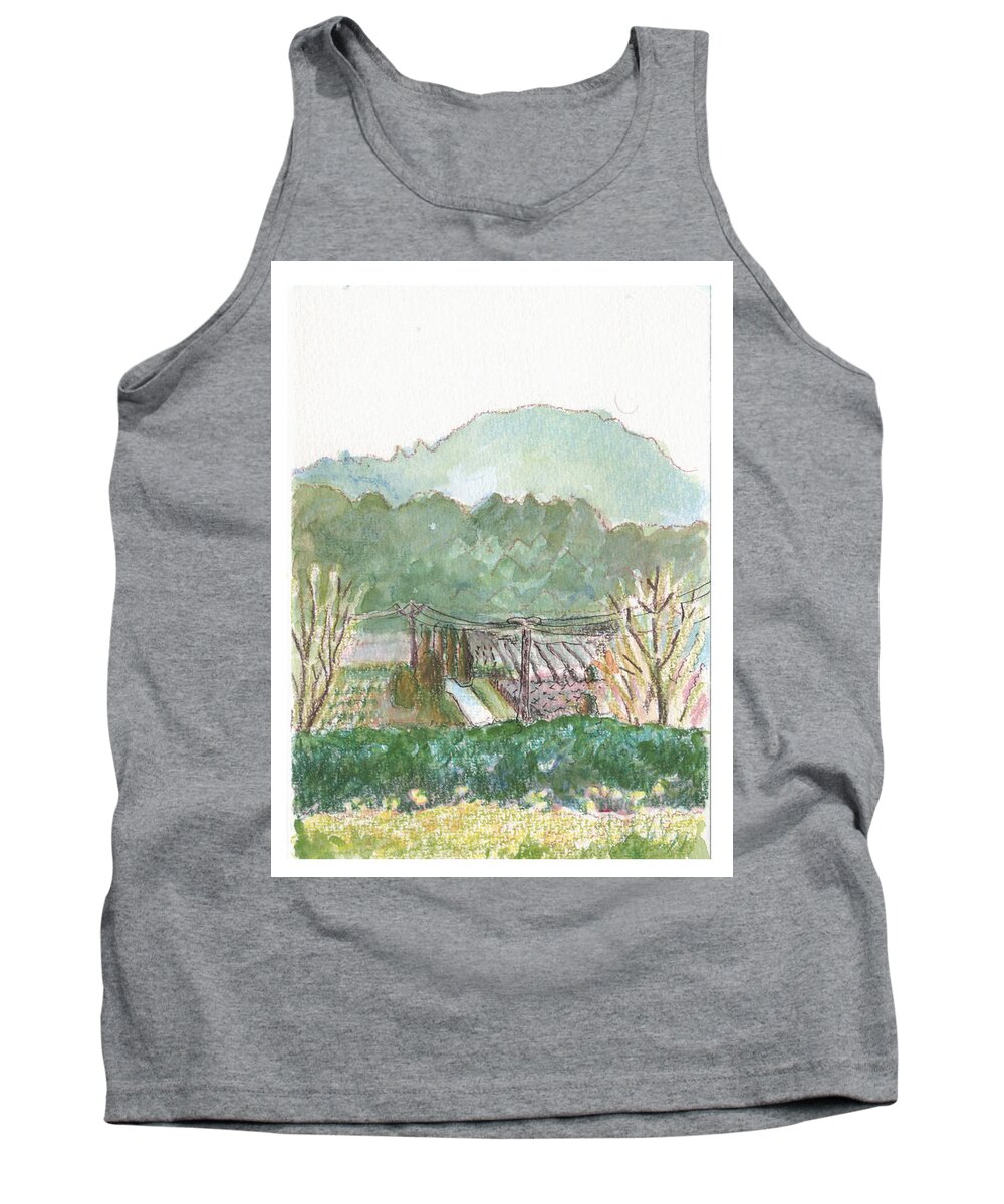 Landscape Tank Top featuring the painting The Luberon valley by Tilly Strauss
