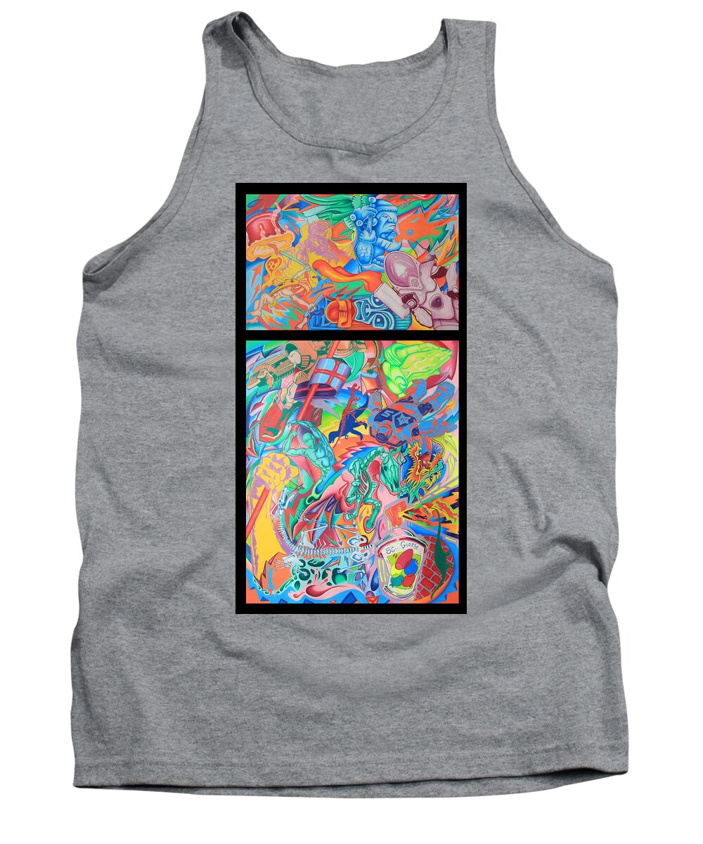 Spiritual Psychedelic Pop Tank Top featuring the drawing The Miracle of St. George the Dragon Slayer by Andrew Chambers