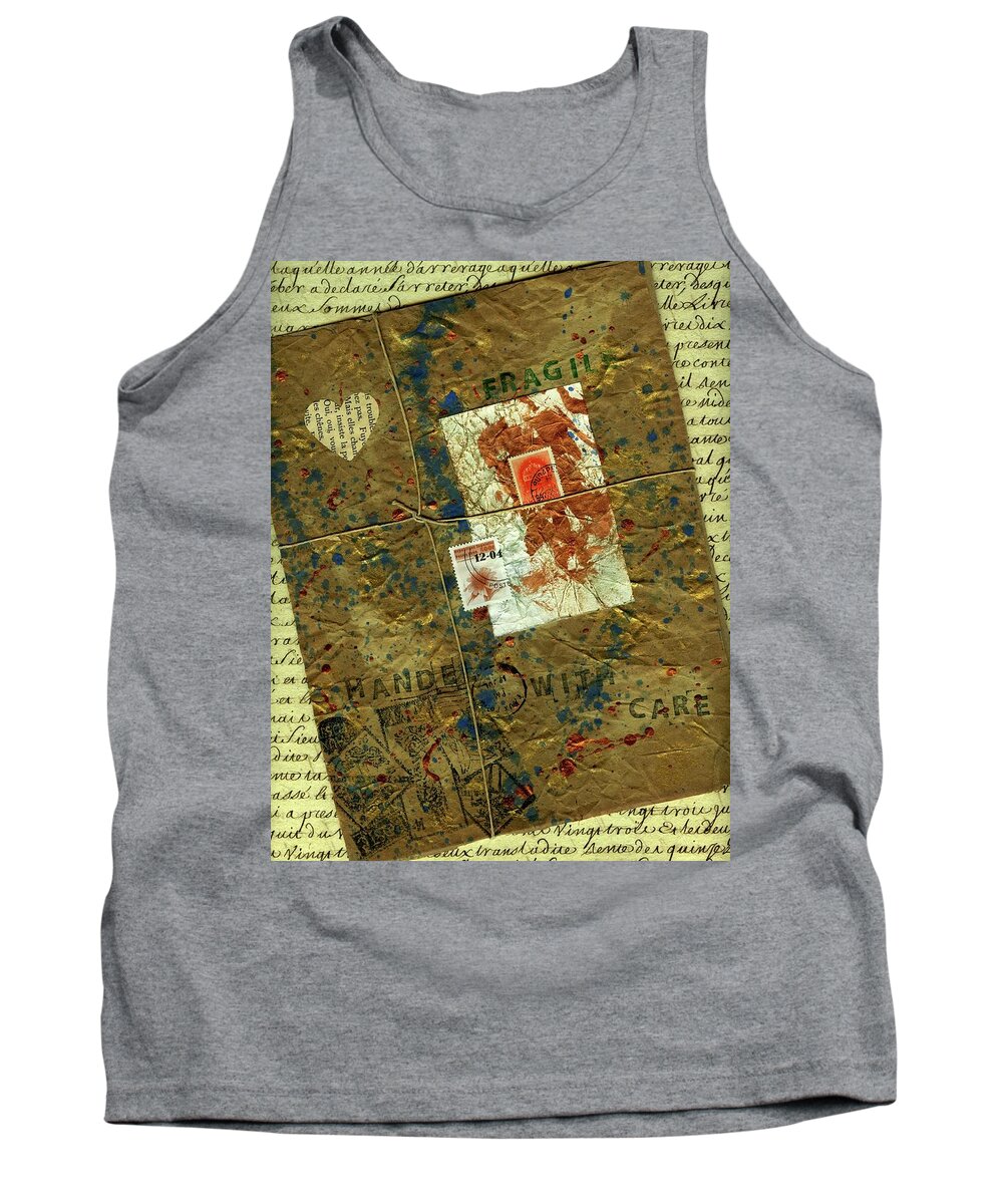 Parcel Tank Top featuring the mixed media The Package by PJ Lewis