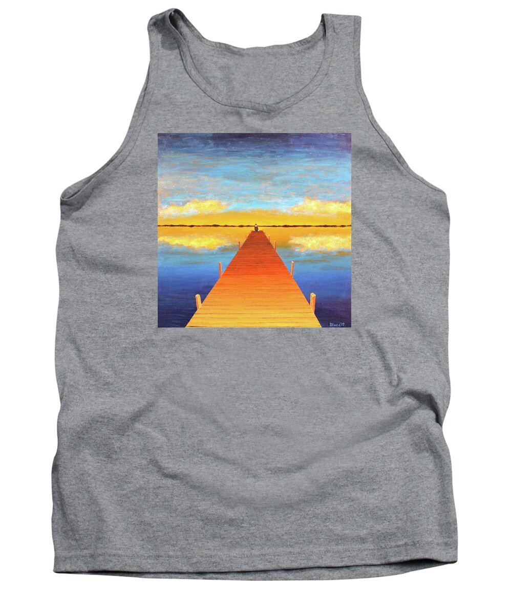 Sunsets Tank Top featuring the painting The Pier by Thomas Blood