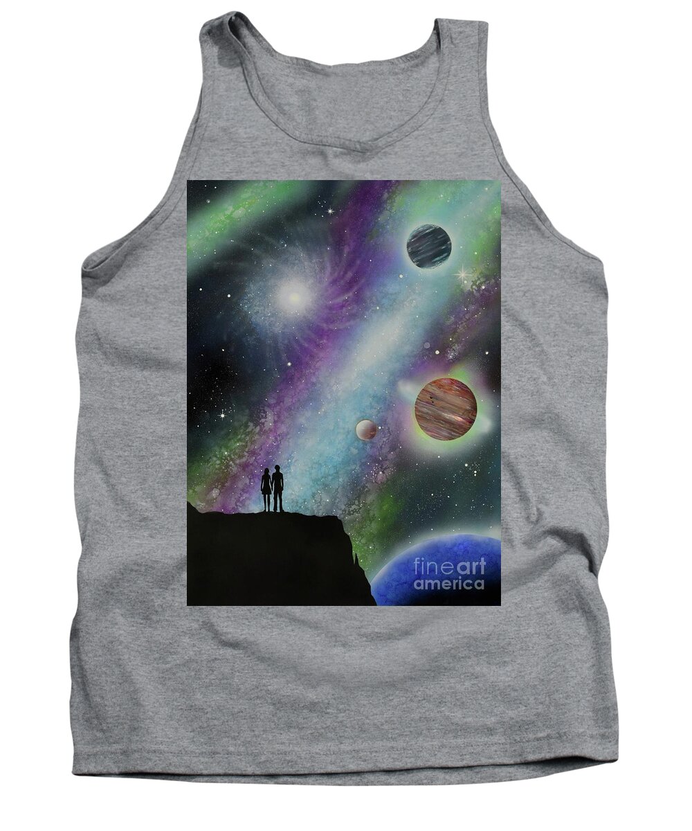 Space Tank Top featuring the painting The Possibilities by Mary Scott