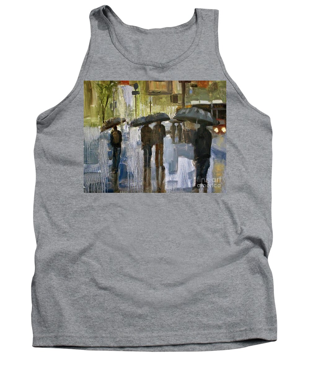 Cityscape Tank Top featuring the painting The rain came by Tate Hamilton