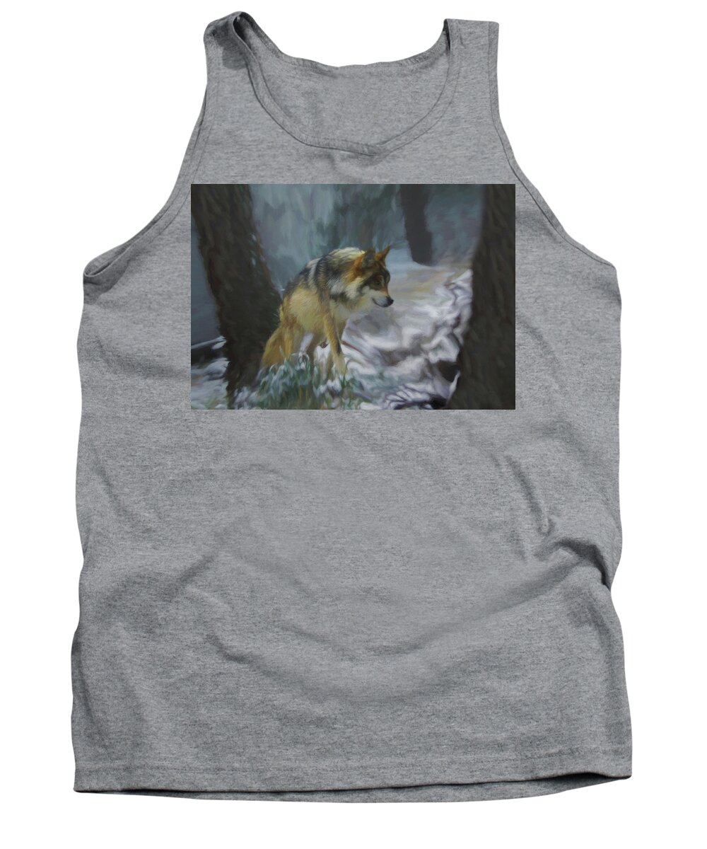 Wolf Tank Top featuring the digital art The Searching Wolf by Ernest Echols