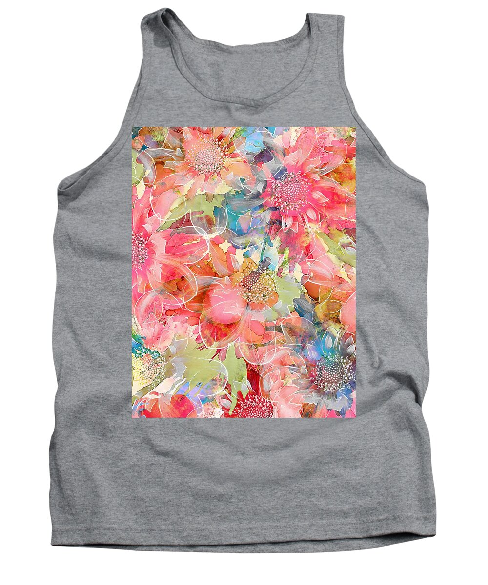 Spring Tank Top featuring the mixed media The Smell of Spring by Klara Acel