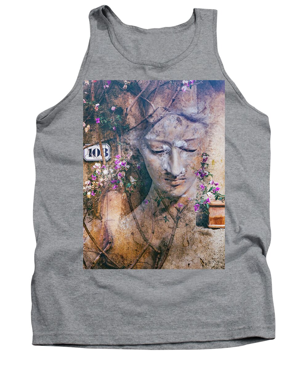 Statue Tank Top featuring the digital art The statue with the romantic touch by Gabi Hampe