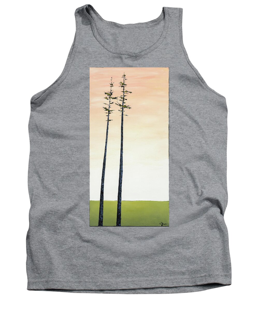 Trees Tank Top featuring the painting The Trees are So Tall Here  by Carolyn Doe