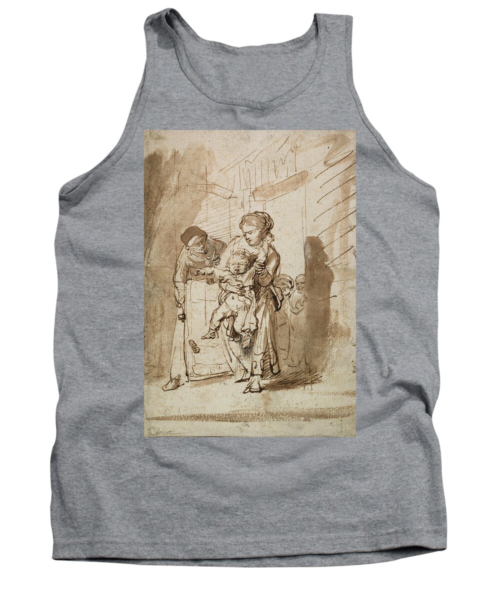 Rembrandt Tank Top featuring the drawing The Unruly Child by Rembrandt