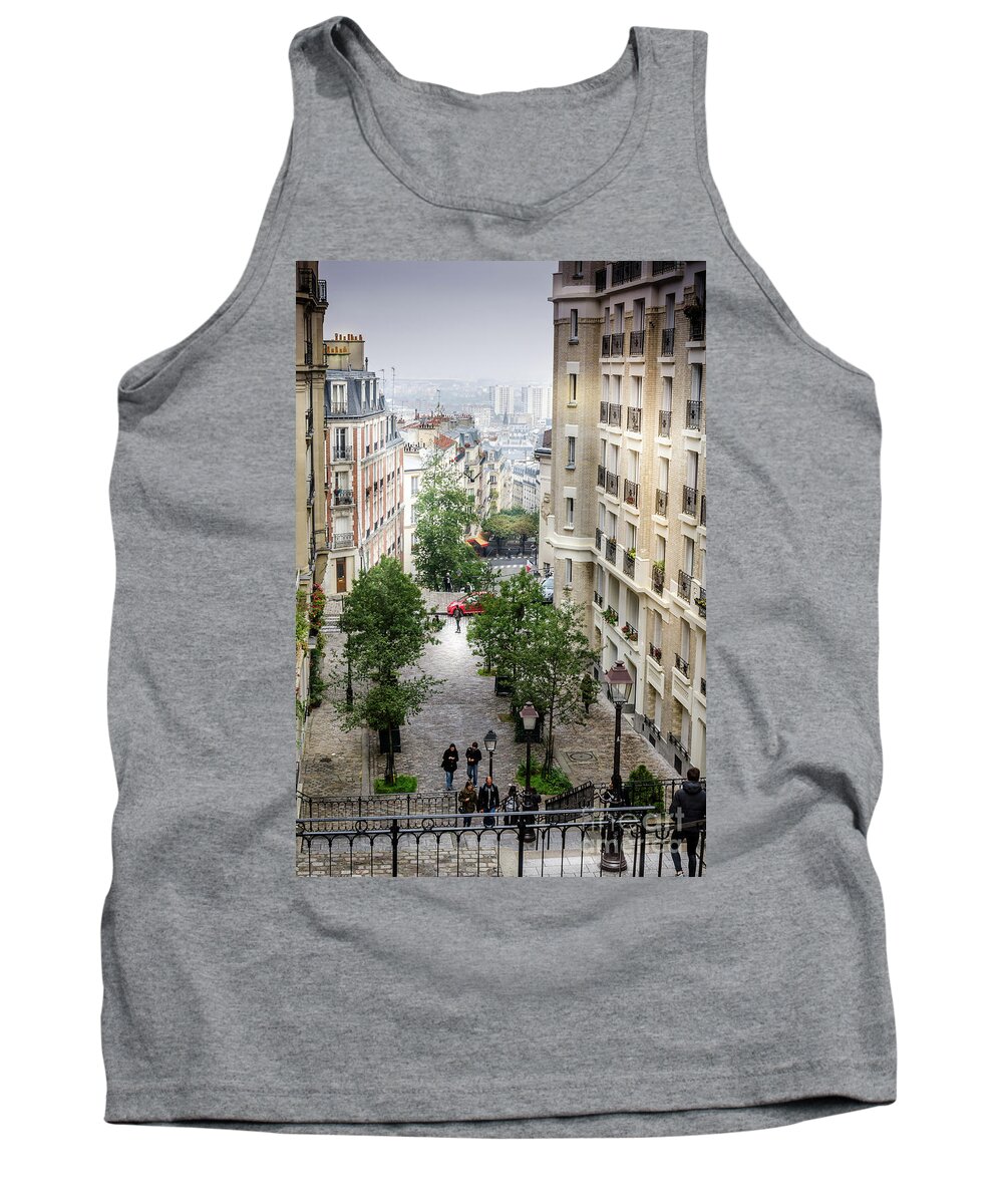 Paris Tank Top featuring the photograph The view from Montmartre steps, Paris France 2 by Perry Rodriguez