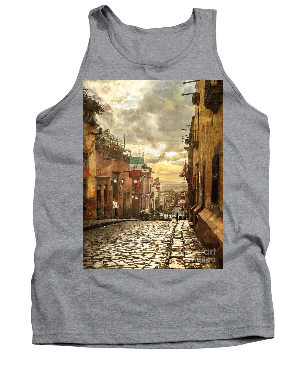 Cobble Stone Street Tank Top featuring the photograph The View Looking Down by Barry Weiss