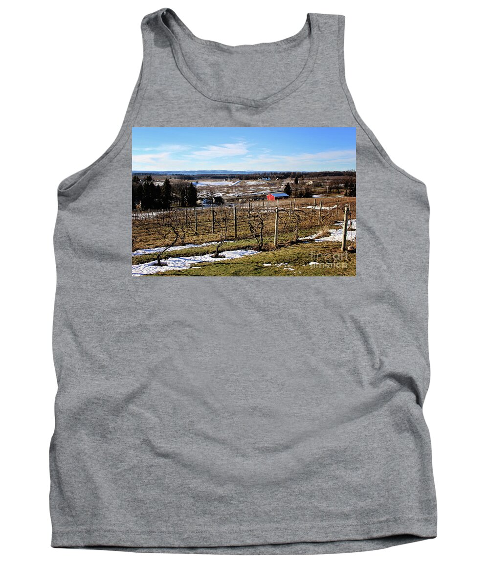 Vineyard Tank Top featuring the photograph The Vineyard on Old Mission by Laura Kinker