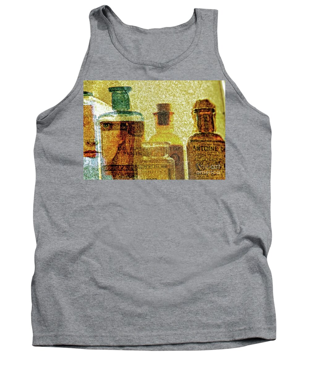 Perfume Bottles Tank Top featuring the photograph The Woman Behind by Michael Cinnamond