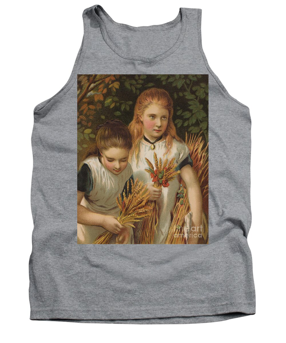 Sisters Tank Top featuring the painting The Young Gleaners by English School