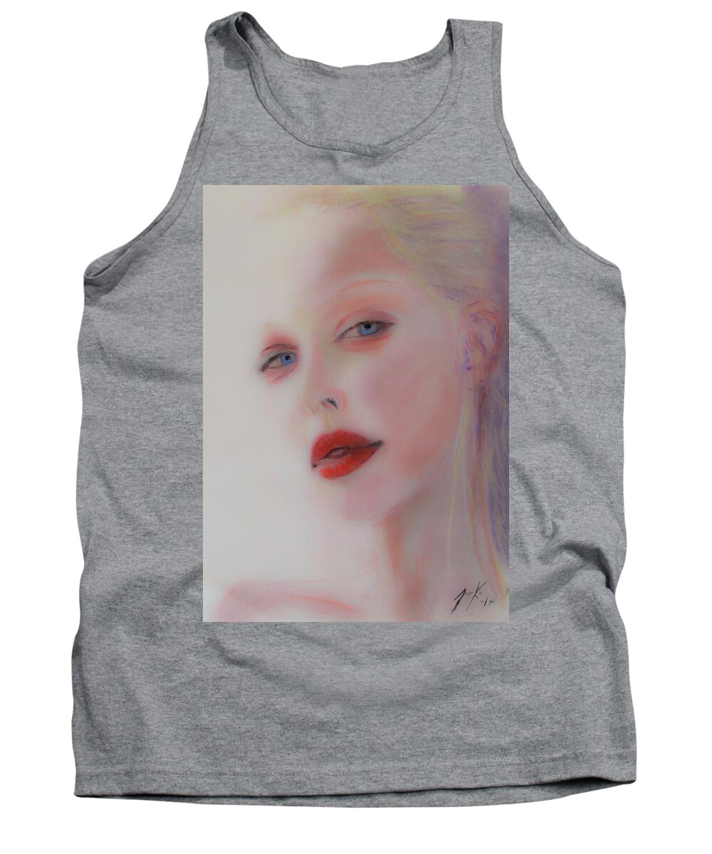 Portrait Art Tank Top featuring the painting Thinking Of You by Jarko Aka Lui Grande