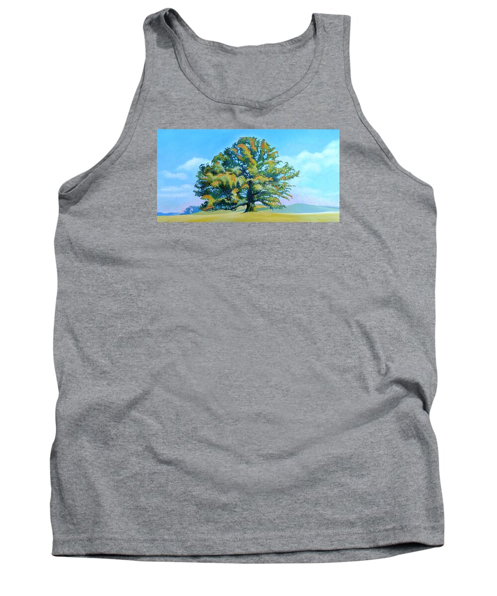 Oak Tank Top featuring the painting Thomas Jefferson's White Oak Tree On The Way To James Madison's For Afternoon Tea by Catherine Twomey