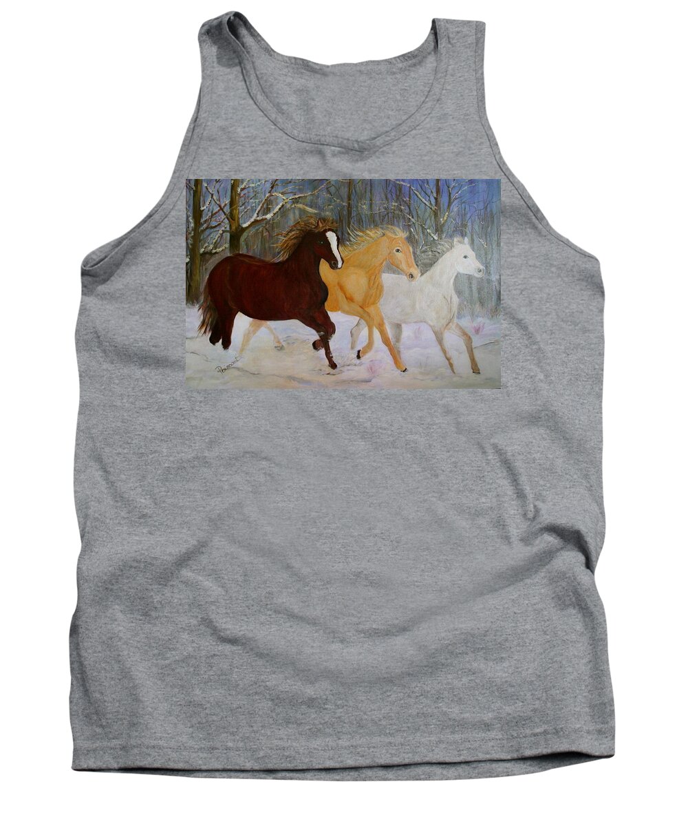 Horses Tank Top featuring the painting Friends That Travel Together Stay Together by Donna Steward
