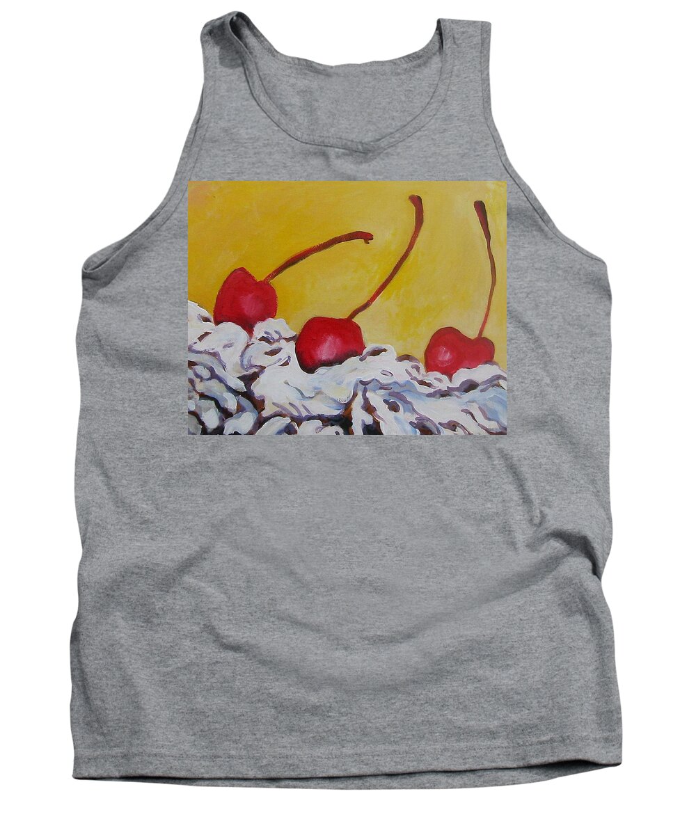 Desert Tank Top featuring the painting Three Cherries by Tilly Strauss