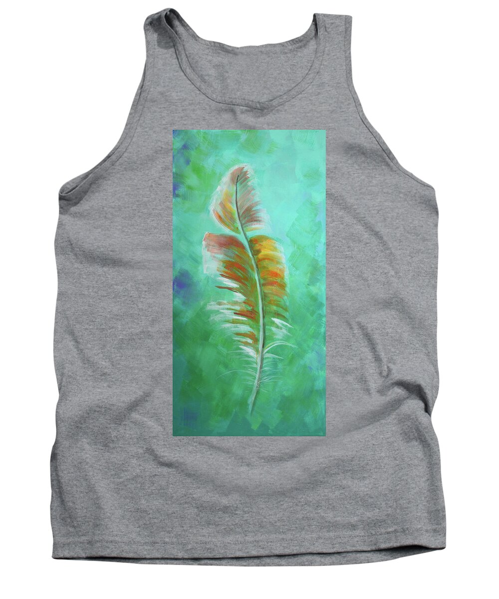 Feather Tank Top featuring the painting Three Feathers triptych-left panel by Agata Lindquist