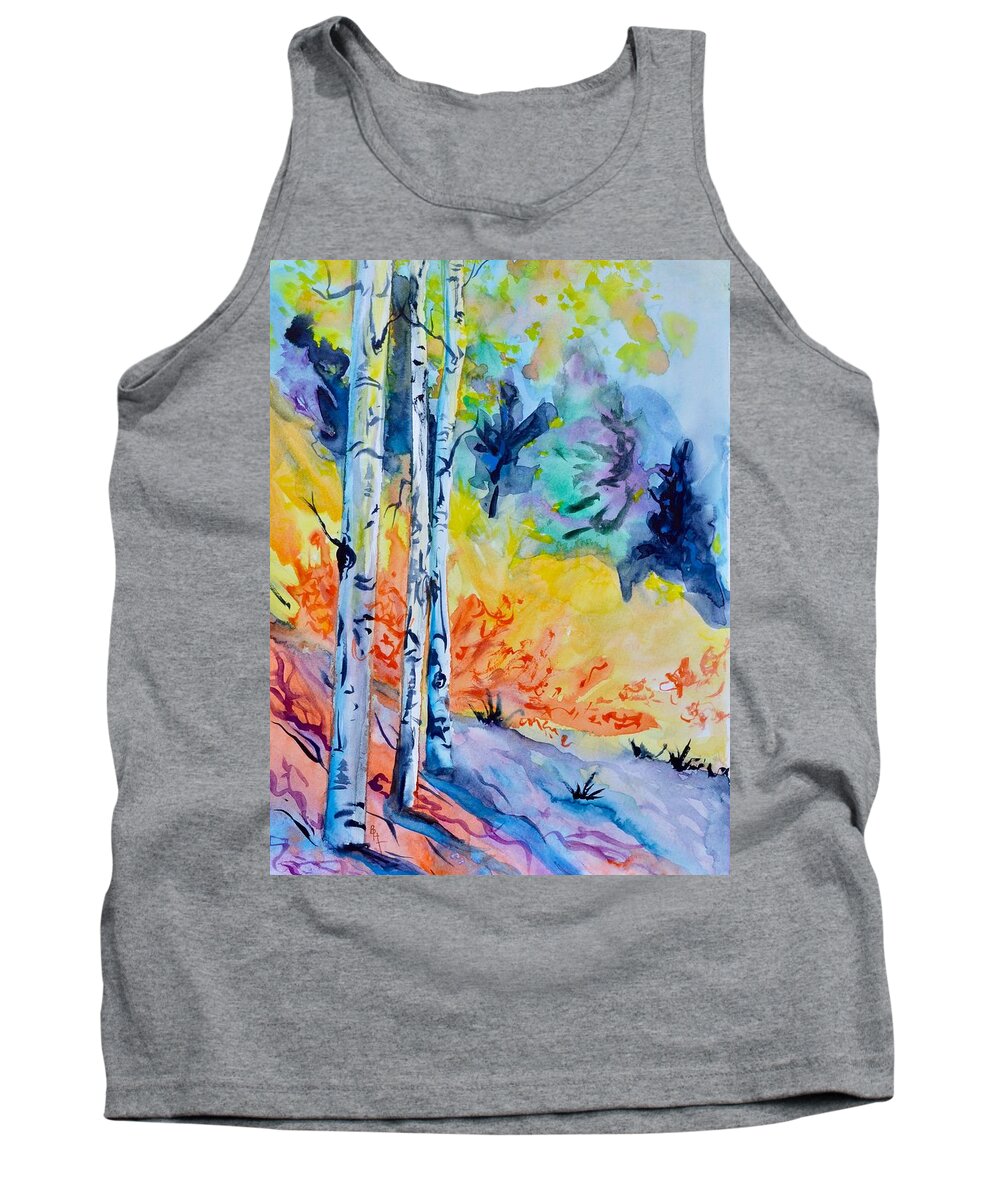 Three Trees Tank Top featuring the painting Three Trees by Beverley Harper Tinsley