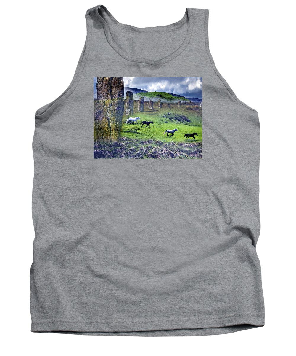 Standing Stones Tank Top featuring the digital art Through the Standing Stones by Vicki Lea Eggen