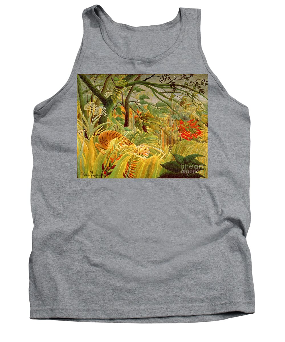 Tiger Tank Top featuring the painting Tiger in a Tropical Storm by Henri Rousseau