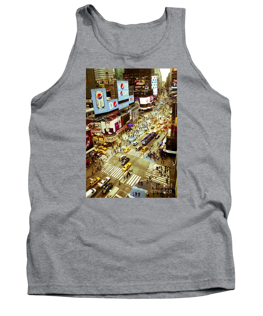 Times Square Tank Top featuring the digital art Times Square traffic by Perry Van Munster