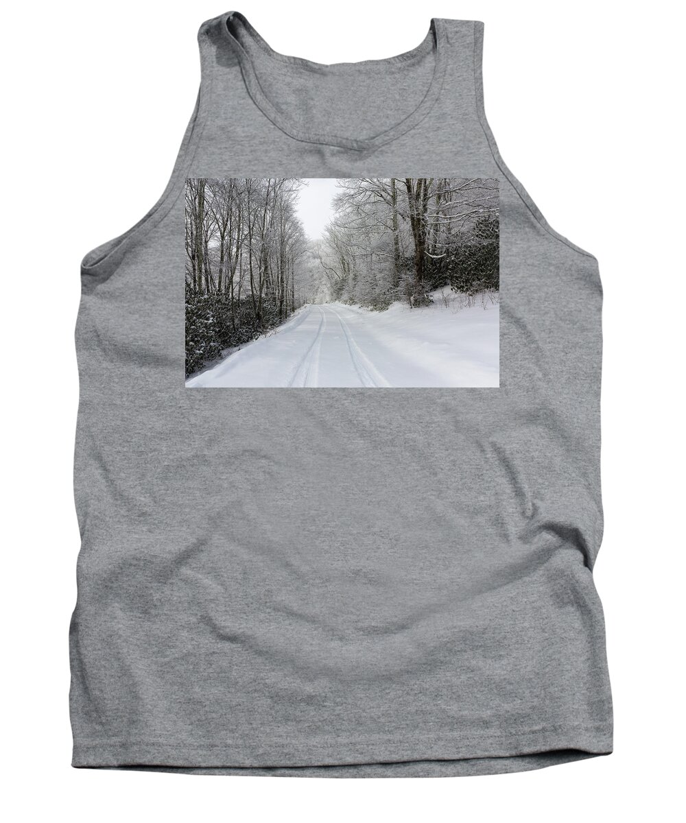 Snow Tank Top featuring the photograph Tire Tracks In Fresh Snow by D K Wall