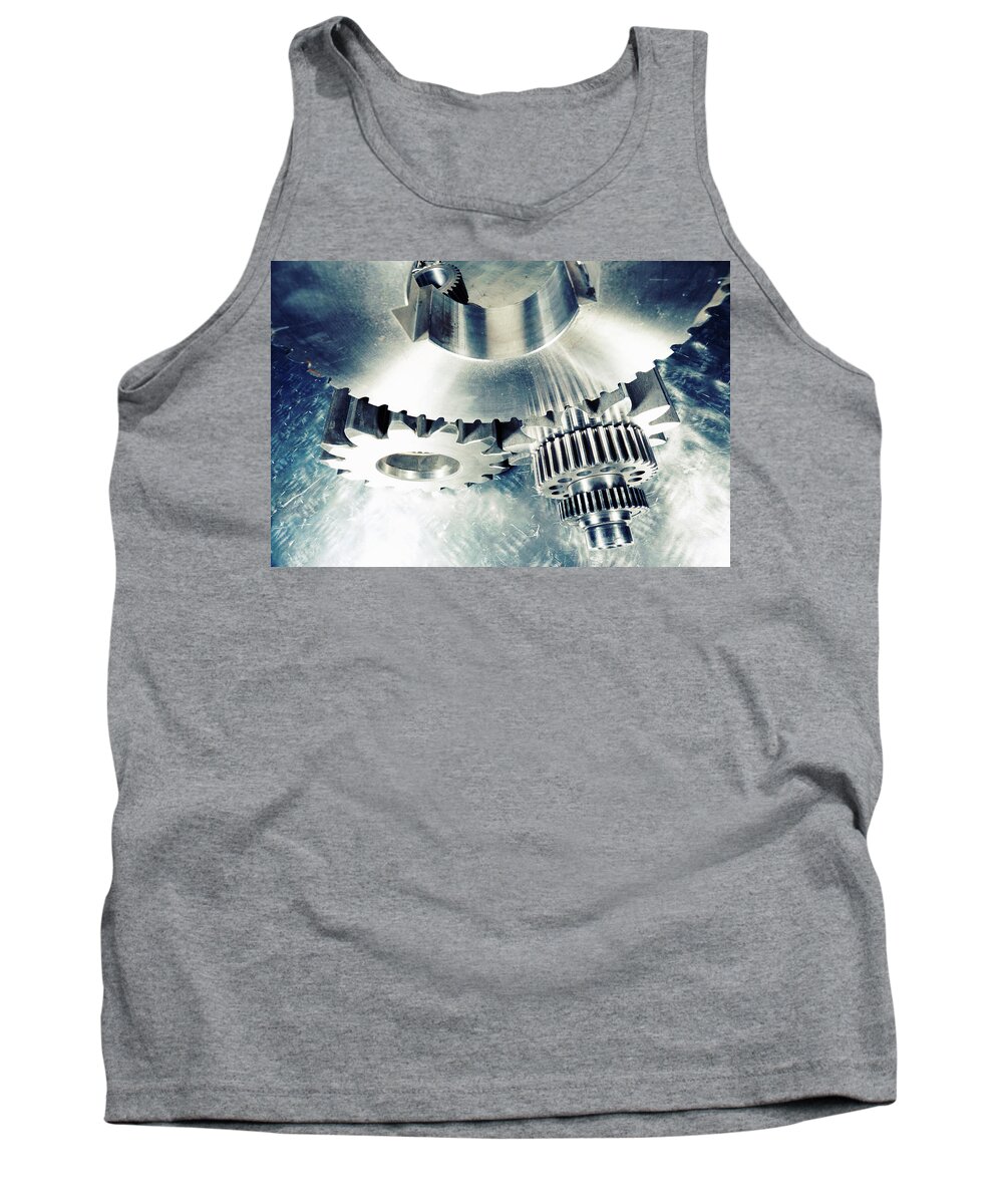 Cogwheels Tank Top featuring the photograph Titanium aerospace cogs and gears by Christian Lagereek