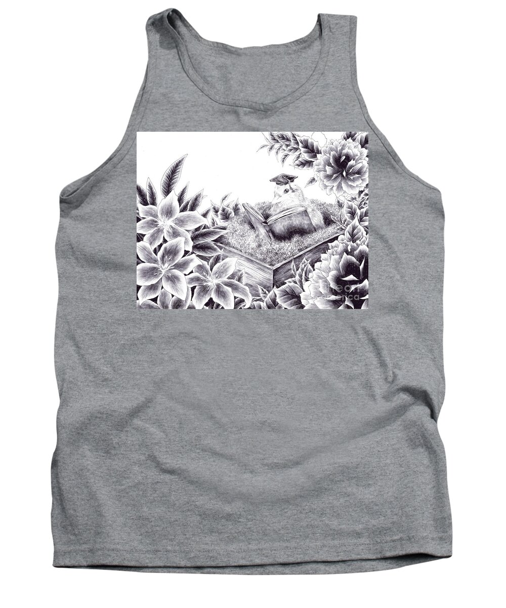 Bird Tank Top featuring the drawing To the Future by Alice Chen