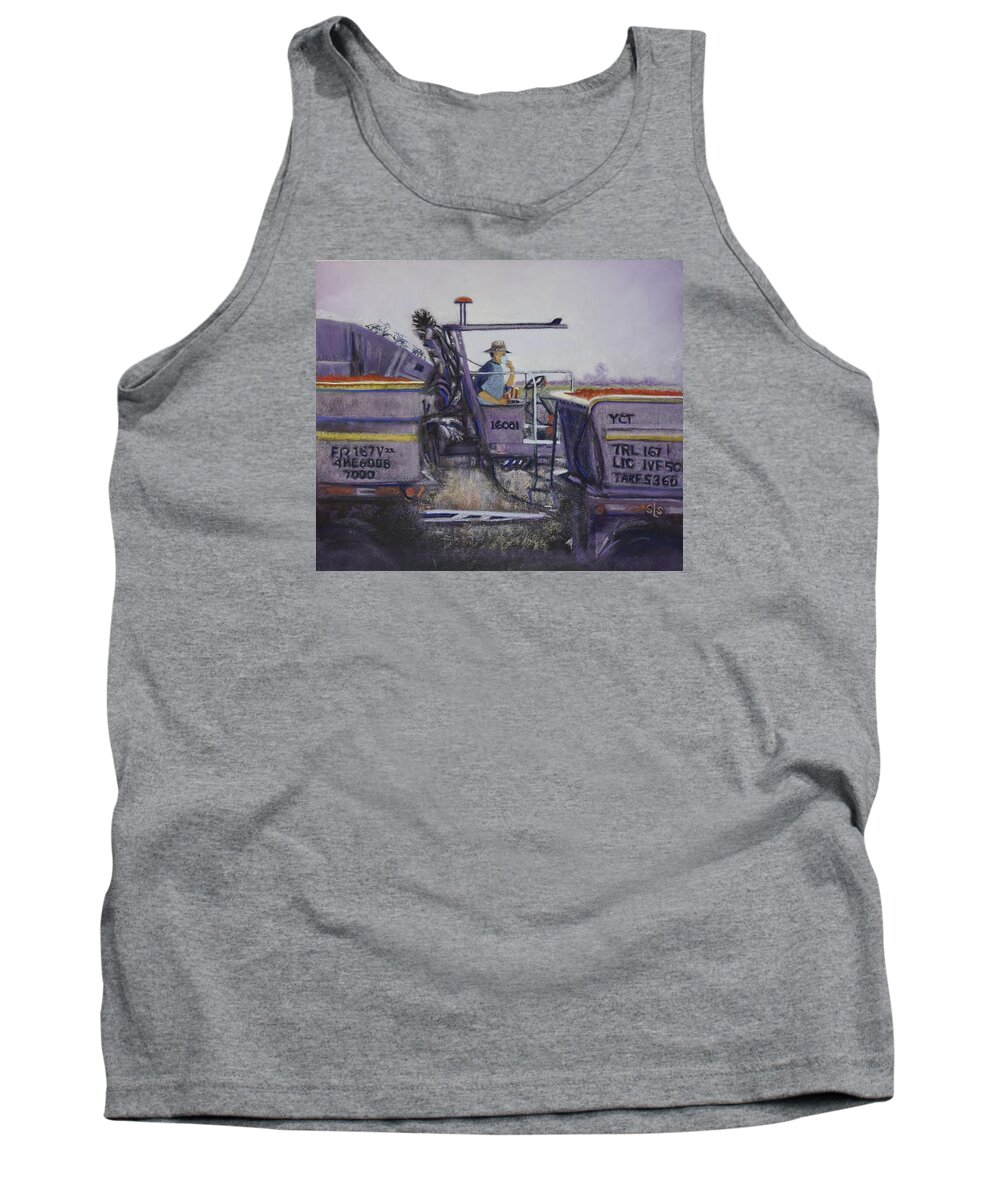 Tractor Tank Top featuring the pastel Tomato Harvest TIme by Sandra Lee Scott