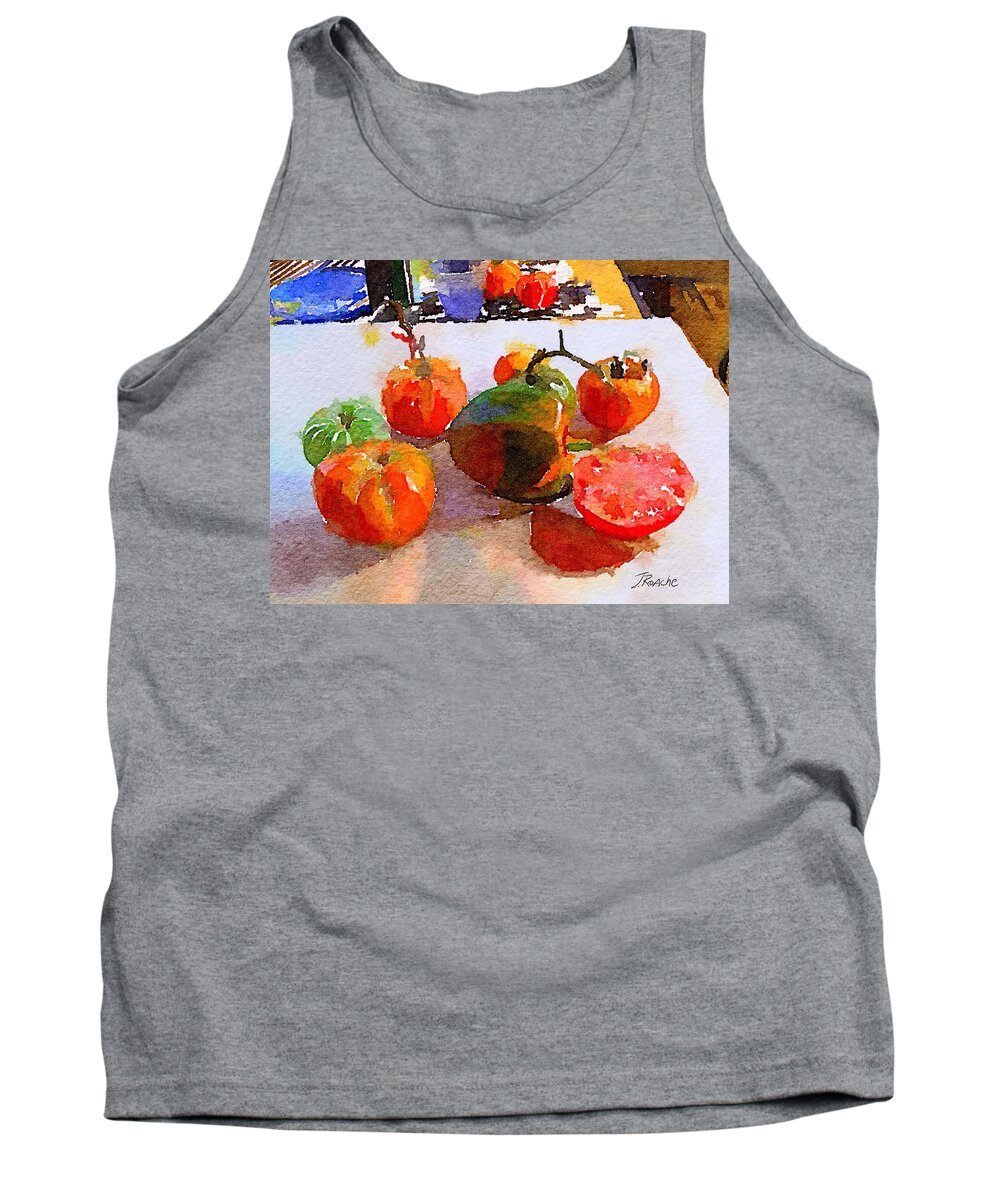 Tomatoes Tank Top featuring the digital art Tomatoes on the Table by Joe Roache