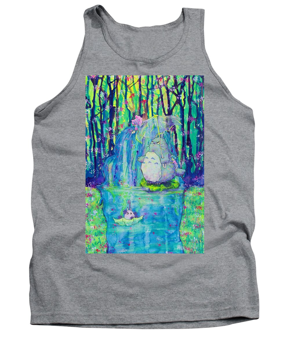 The Rocket Twins Tank Top featuring the painting Totoro fan art by Jessie Pancheau