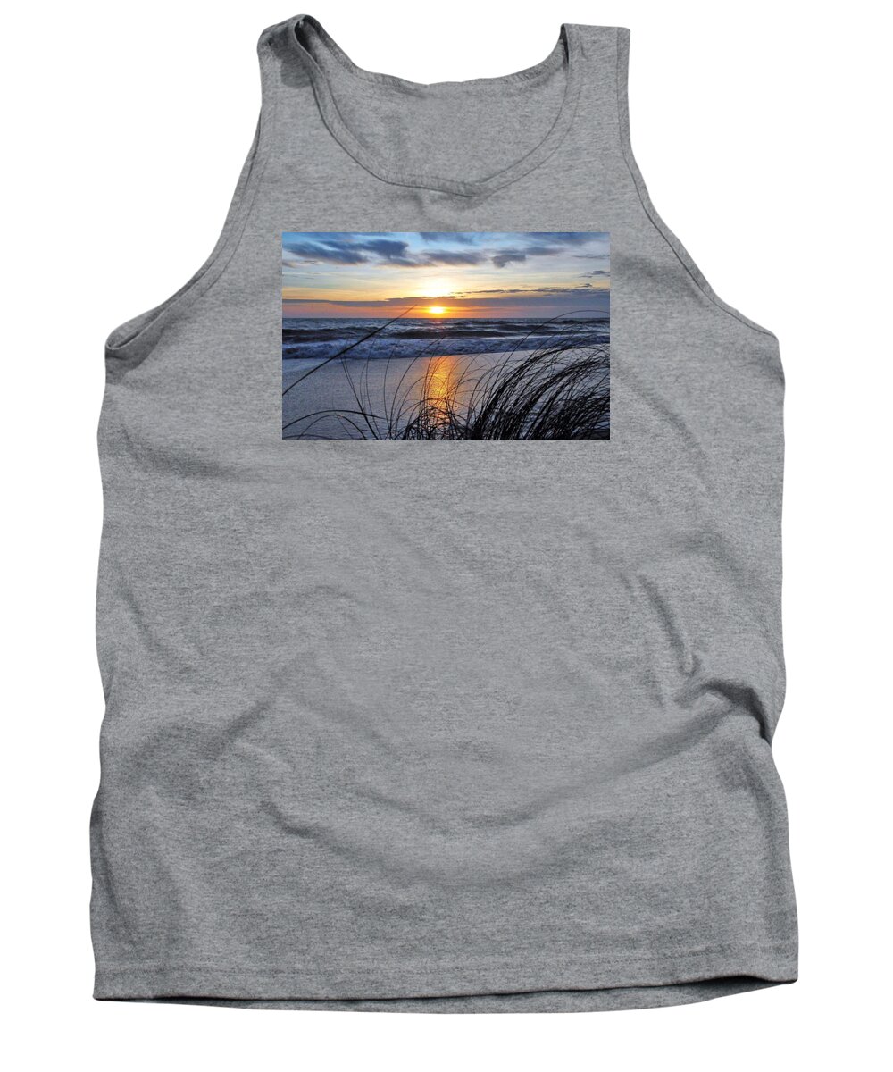 Ocean Tank Top featuring the photograph Touching the Sunset by Kicking Bear Productions