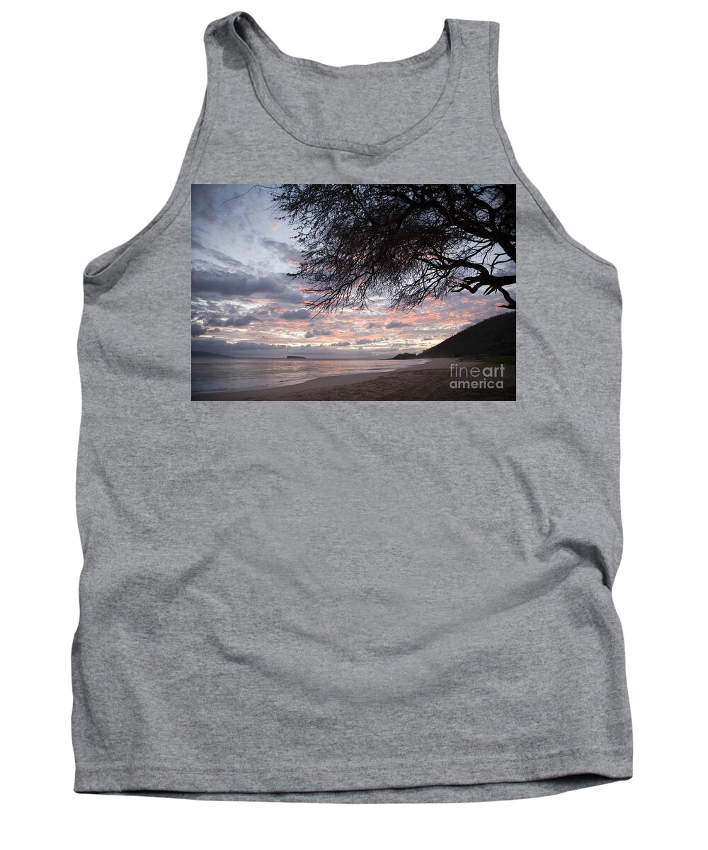 Afternoon Tank Top featuring the photograph Tree Silhouette at Makena by Peter French - Printscapes