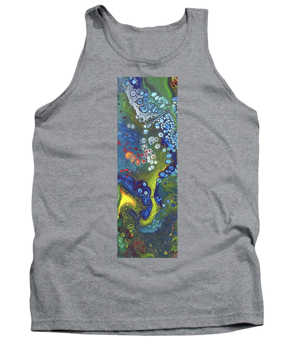Acrylic Pour Tank Top featuring the mixed media Tri Space Centre by David Bader