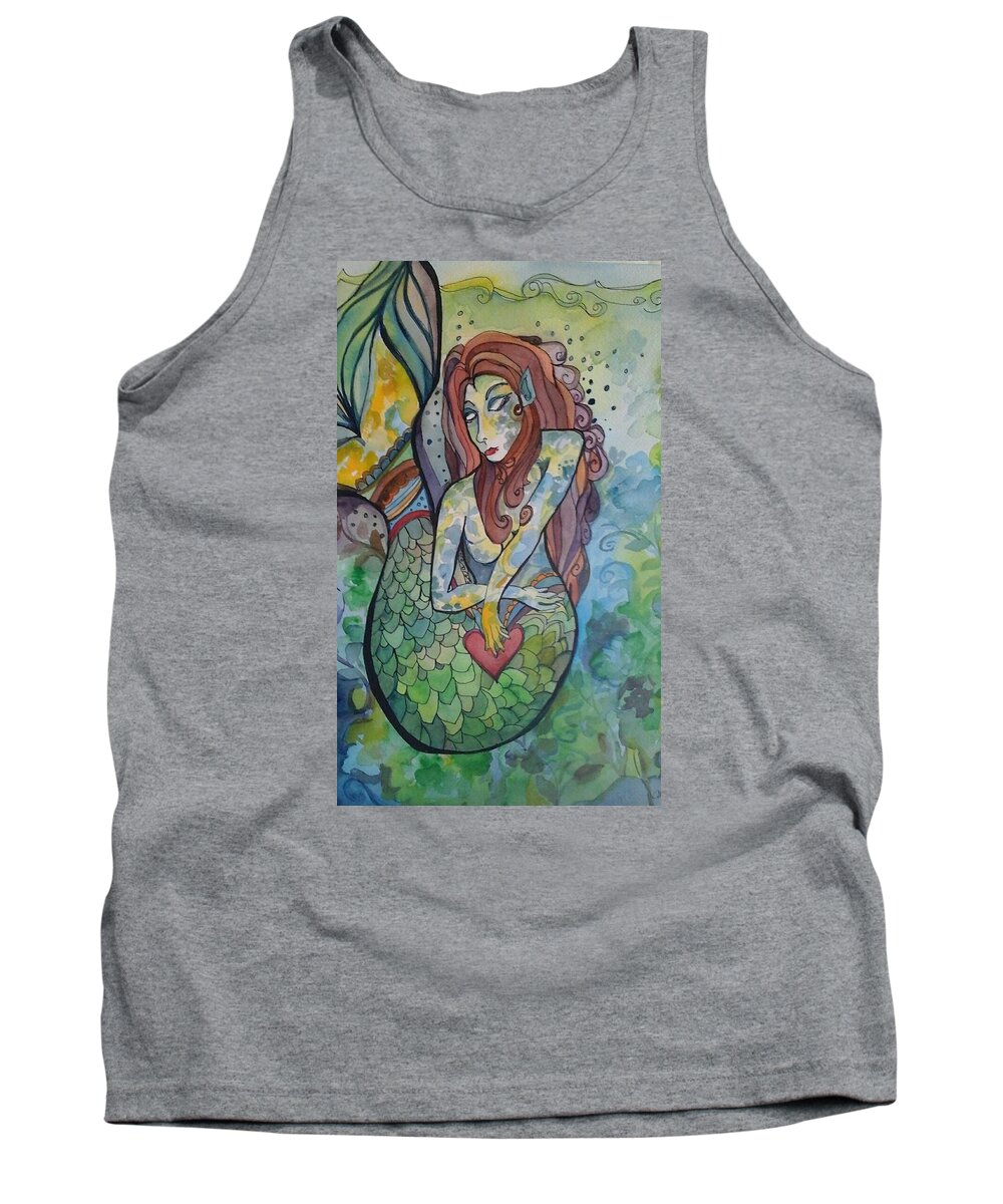 Water Tank Top featuring the painting True love the Sea by Claudia Cole Meek
