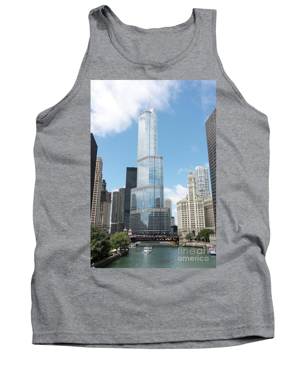 Boats Tank Top featuring the photograph Trump Tower Overlooking the Chicago River by David Levin