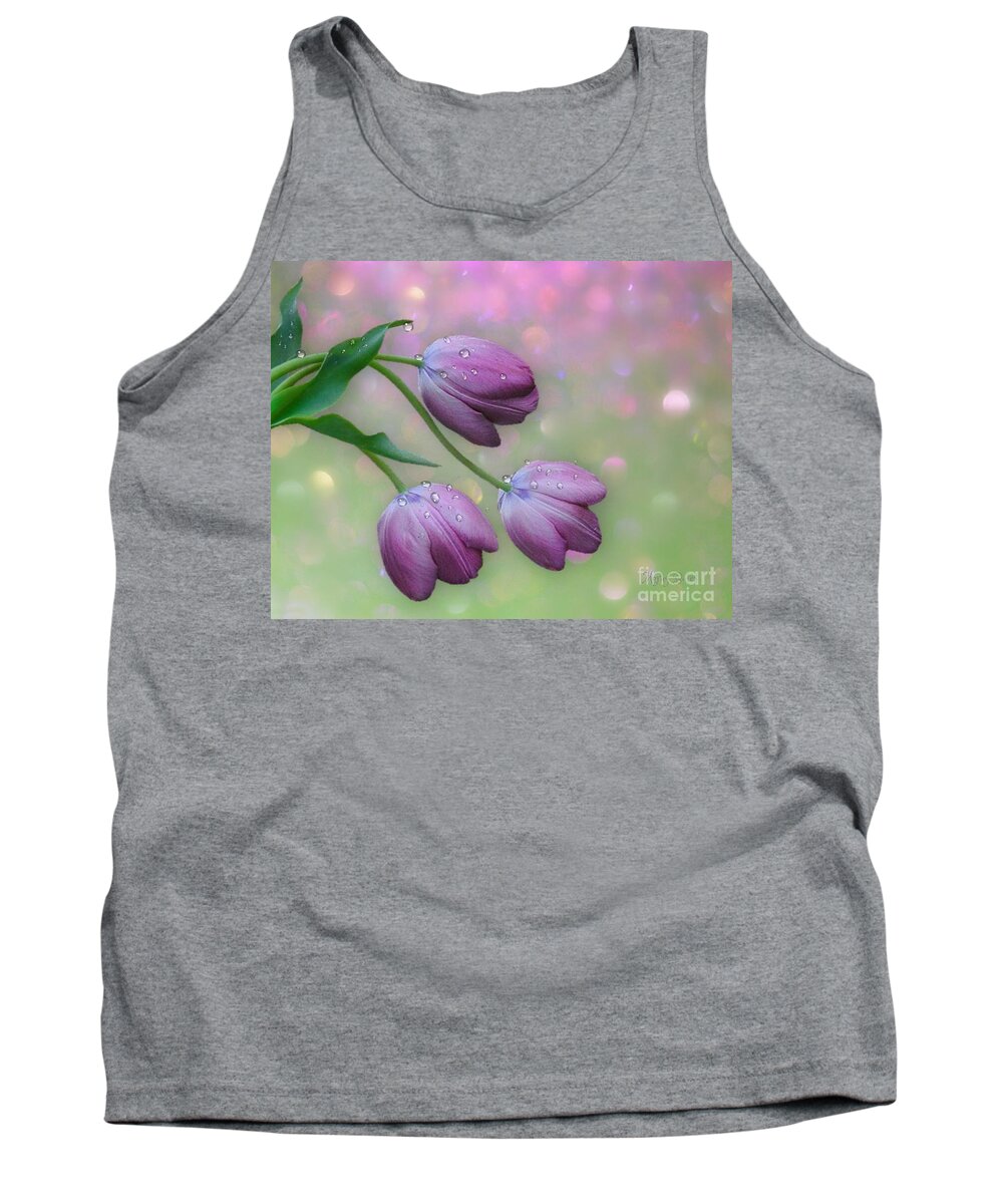 Tulips Tank Top featuring the mixed media Tulips by Morag Bates