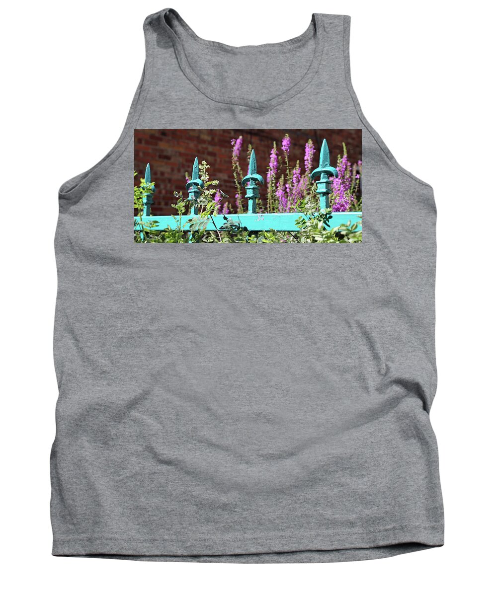 Turquoise Tank Top featuring the photograph Turquoise Fleur de Lis, Quebec City by Brooke T Ryan