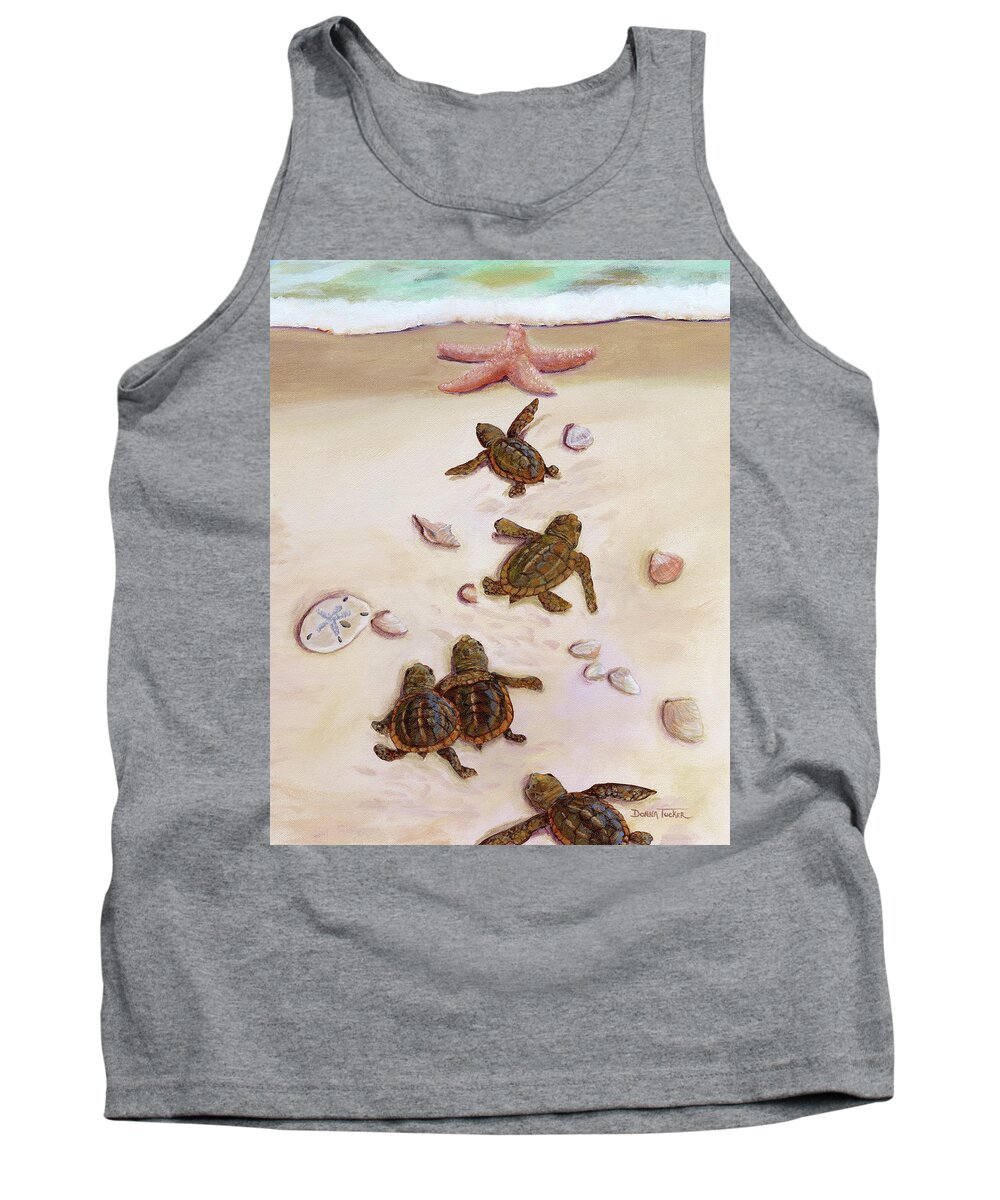 Sea Turtles Tank Top featuring the painting Turtle Christmas Tree by Donna Tucker