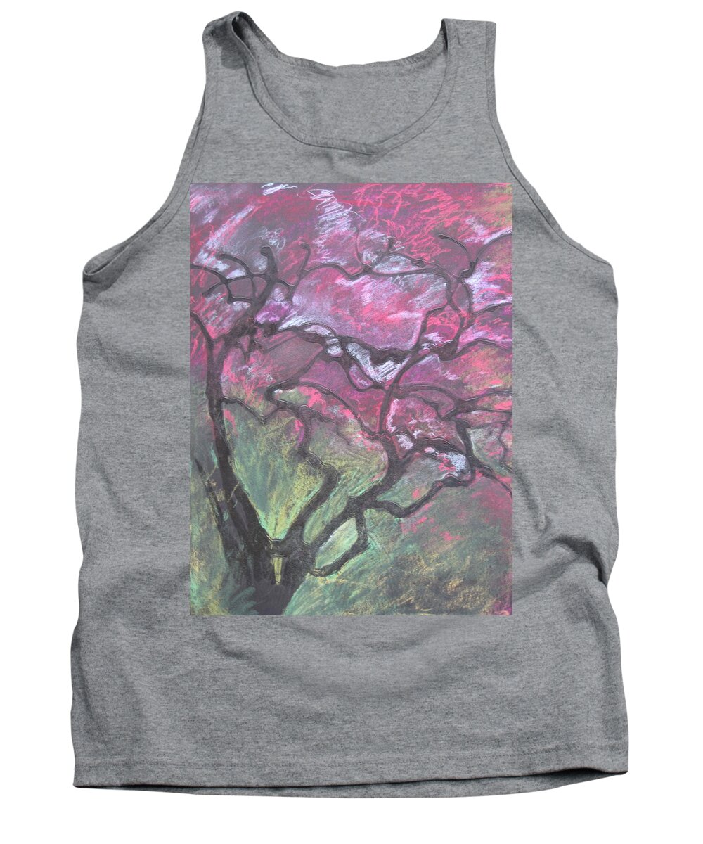 Pastel Tank Top featuring the drawing Twisted Cherry by Leah Tomaino