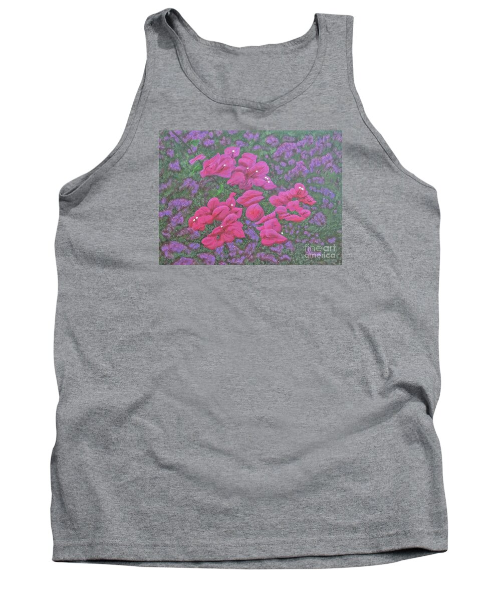 Bougainvillea Tank Top featuring the painting Two Layer Bougainvillea by L J Oakes