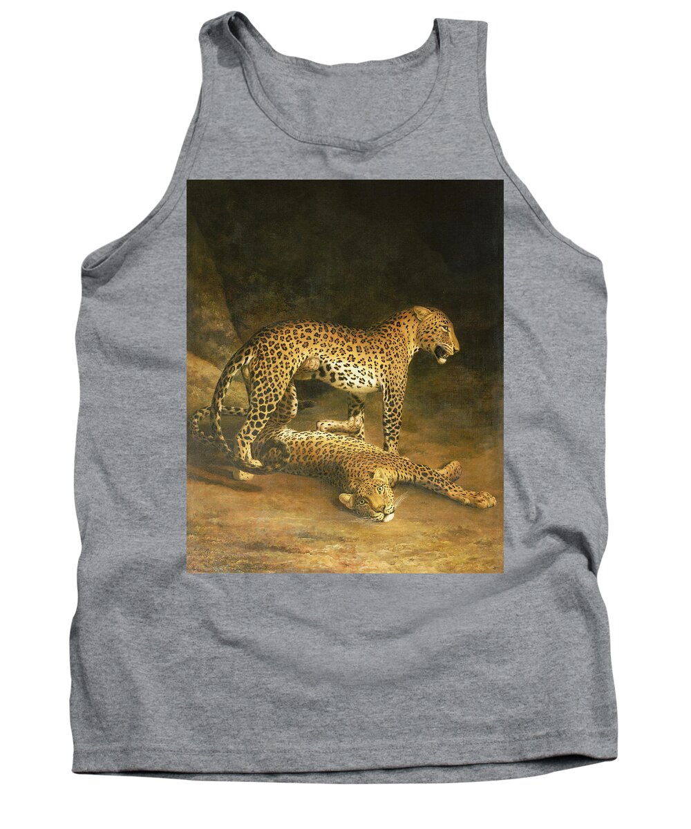 Leopard Tank Top featuring the painting Two Leopards Lying In The Exeter Exchange by Jacques Laurent Agasse