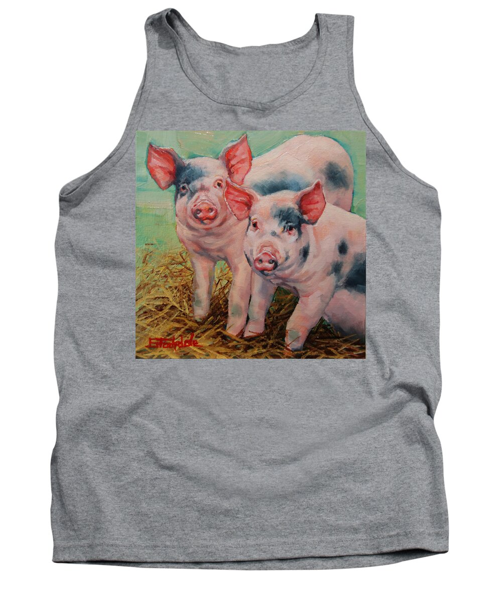 Pig Tank Top featuring the painting Two Little Pigs by Margaret Stockdale