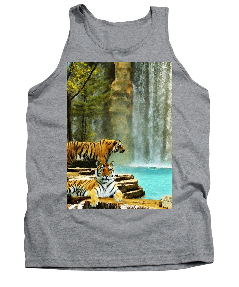 Tigers Tank Top featuring the digital art Two Tigers by JGracey Stinson