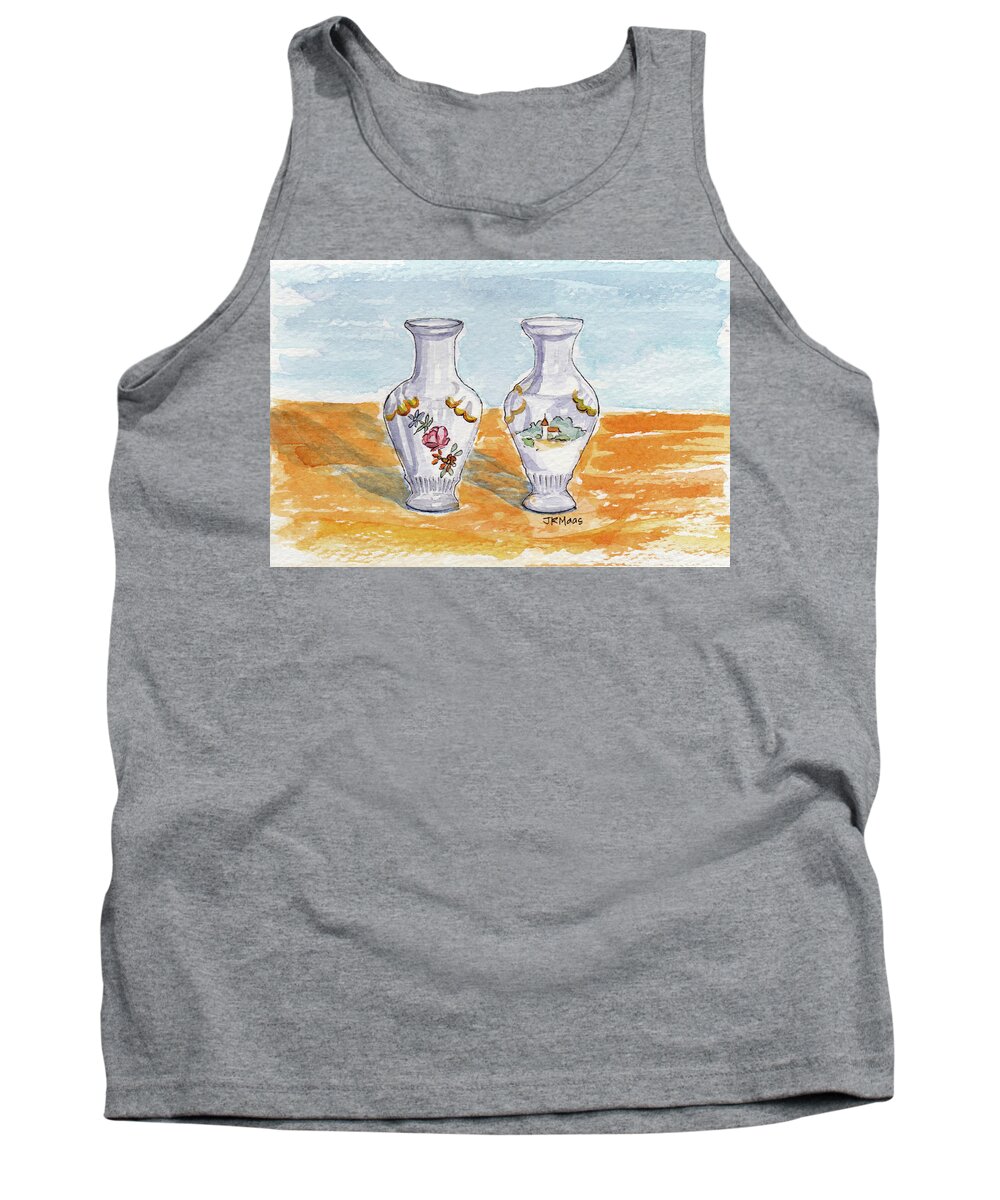 One Vase Tank Top featuring the painting Two-View Vase by Julie Maas