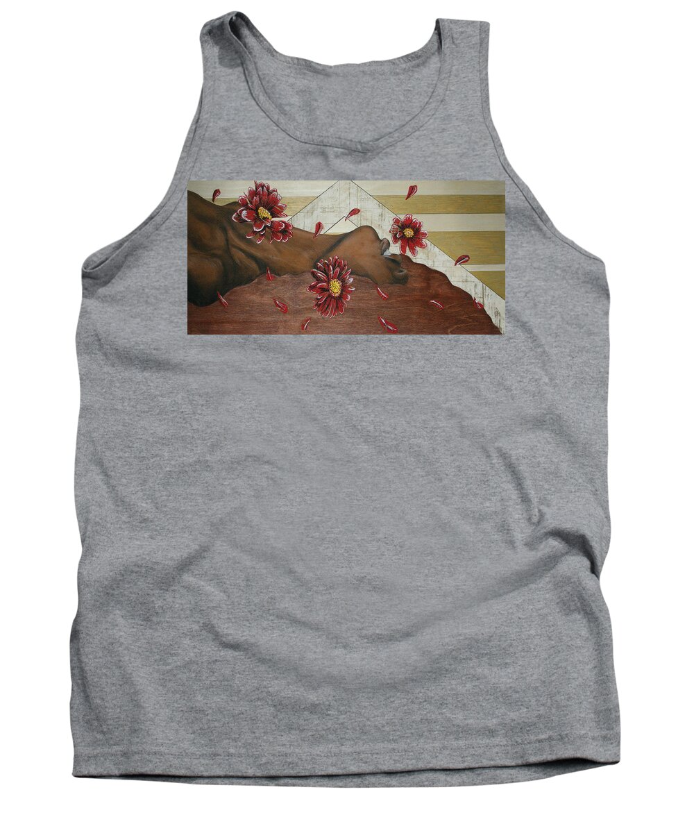 Black Tank Top featuring the mixed media Untitled Freedom 6 by Edmund Royster