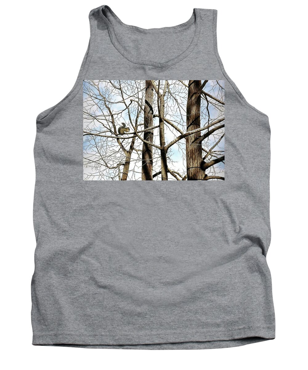 Trees Tank Top featuring the painting Up in the Tree by Conrad Mieschke