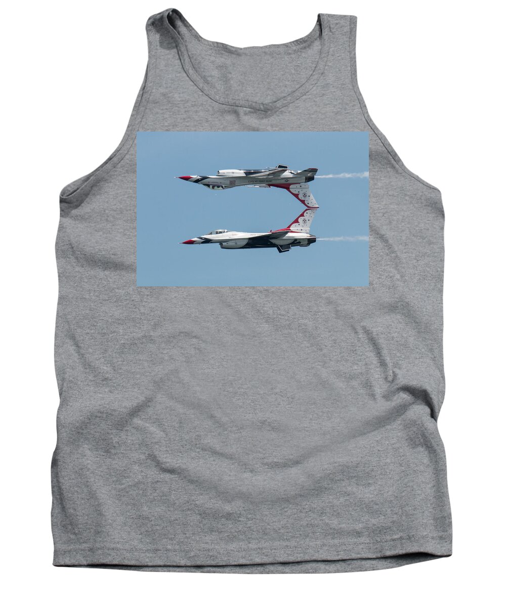 Thunderbirds Tank Top featuring the photograph U.S. Air Force Thunderbirds Solo Aircraft Inverted Pass by Tony Hake