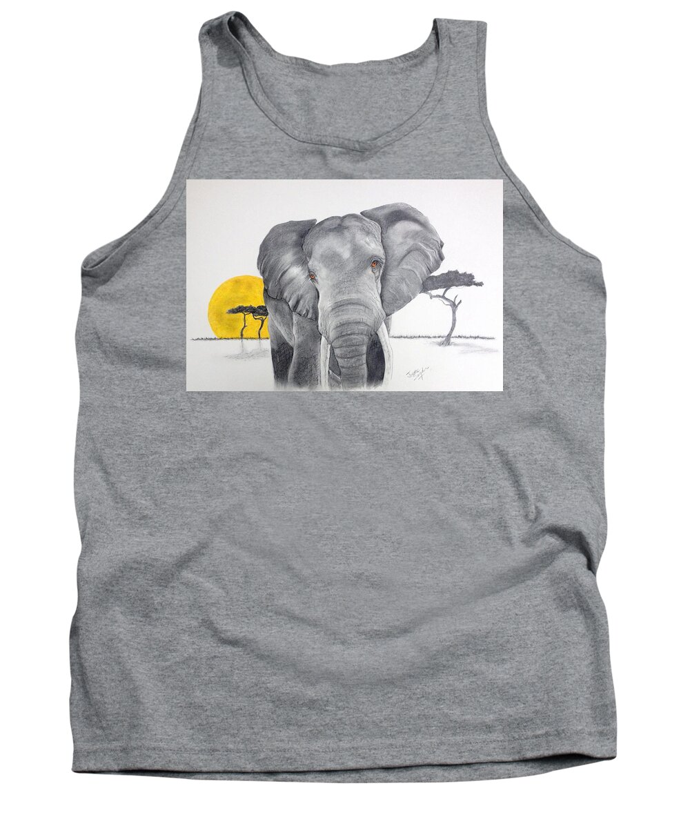 Elephant Tank Top featuring the drawing Vanishing Elephant by Joette Snyder