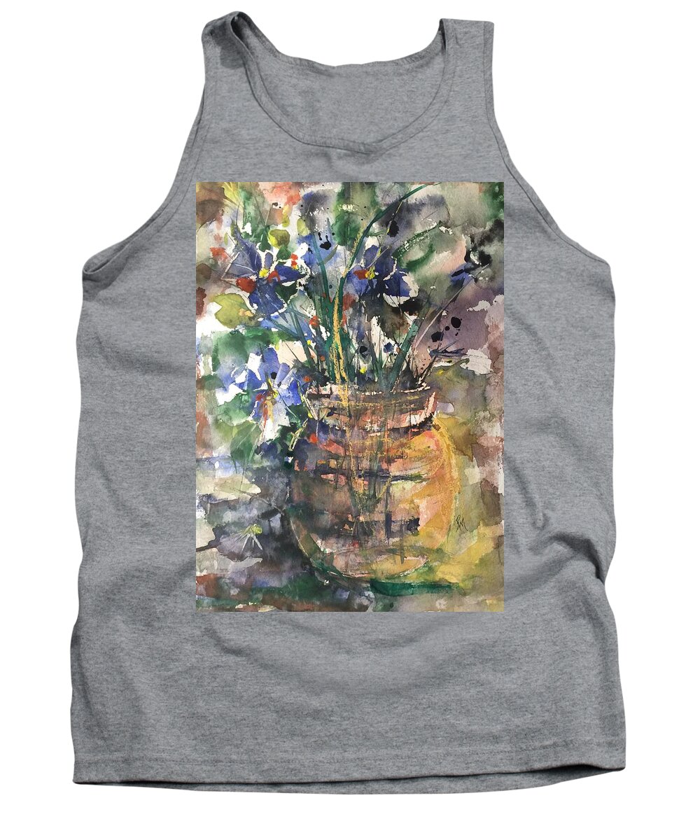 Vase Tank Top featuring the painting Vase of Many Colors by Robin Miller-Bookhout